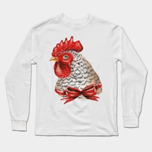 Rooster with a Red Bow Long Sleeve T-Shirt